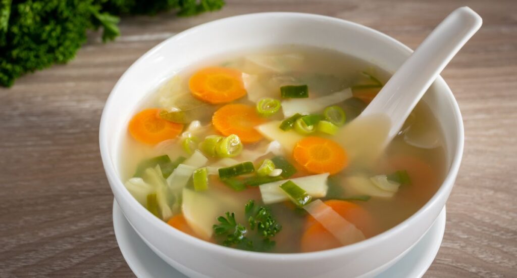 Bowl of soup for easy digestion