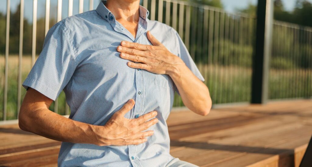 Man practicing Pranayama breathing