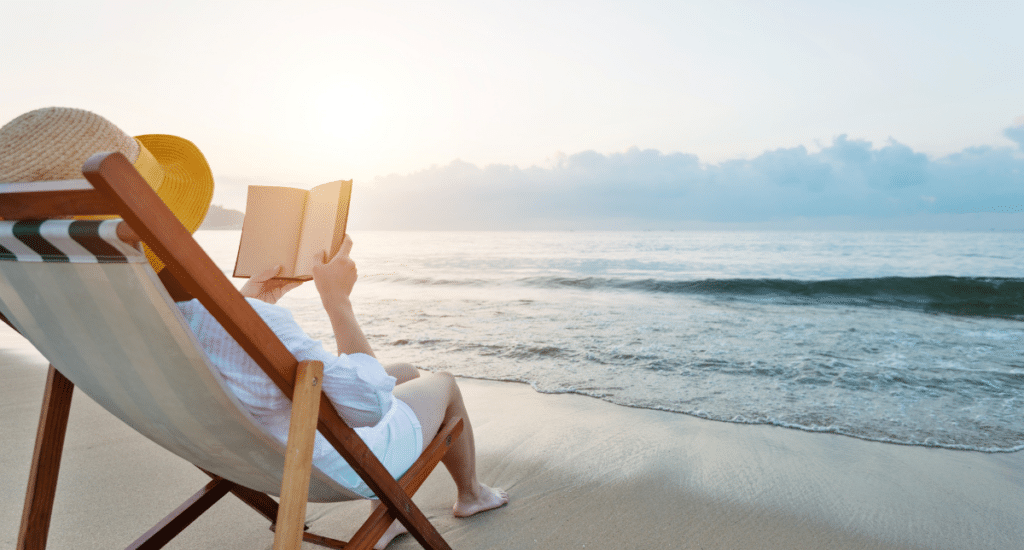 Woman Practicing Self Care at the Beach
